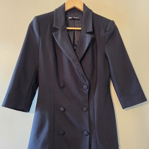 Zara Women's Double Breasted Feminine Blazer Dress Mini Casual Black Size Small. - Picture 7 of 12